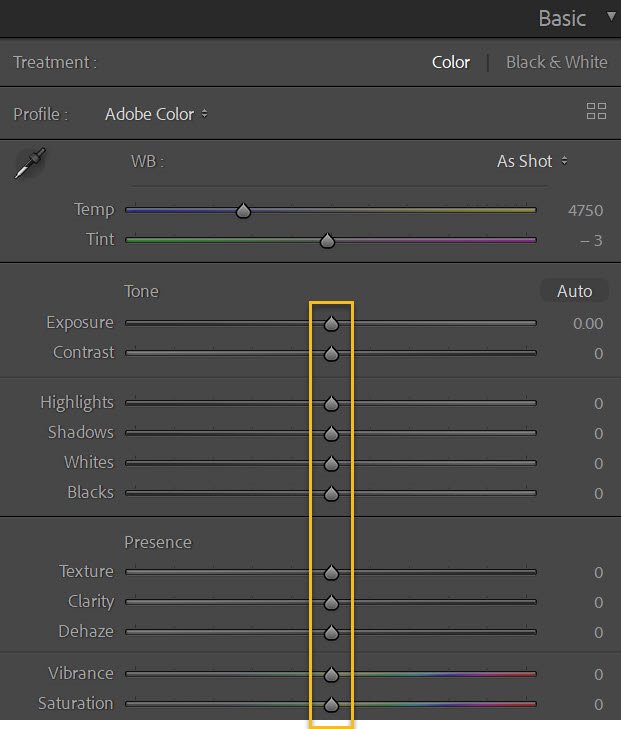 zeroing the sliders how to create your own Lightroom presets