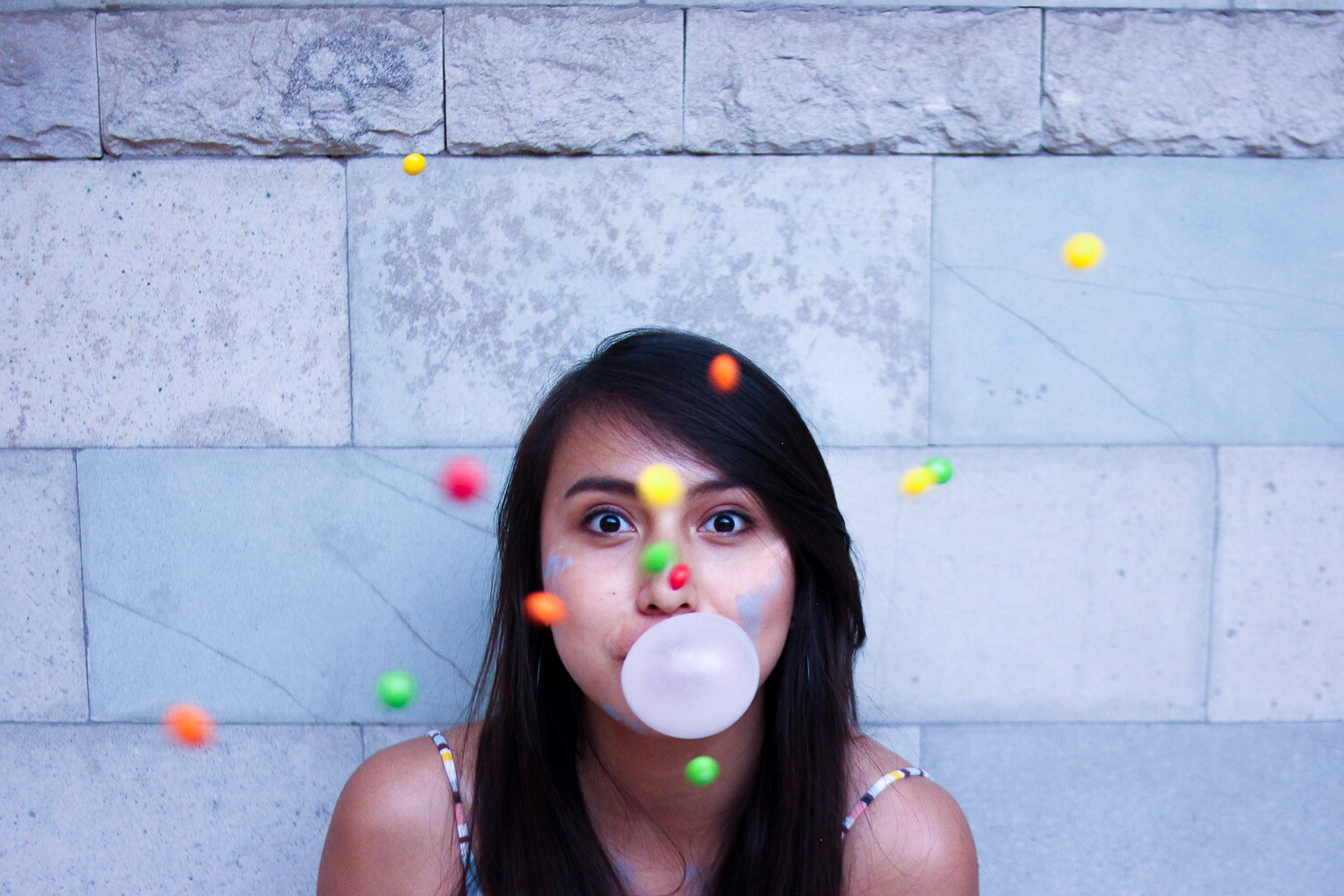 portrait with gum and candy as a prop